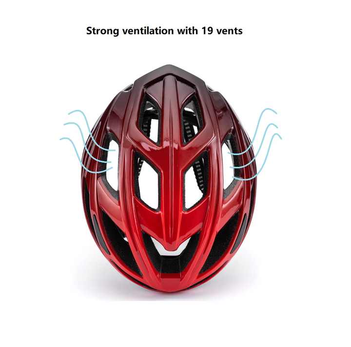 Red And Black Gradient Lightweight Adult Bicycle Helmet - Adjustable Fit Road & Mountain Bike Safety Headgear (57-62cm)