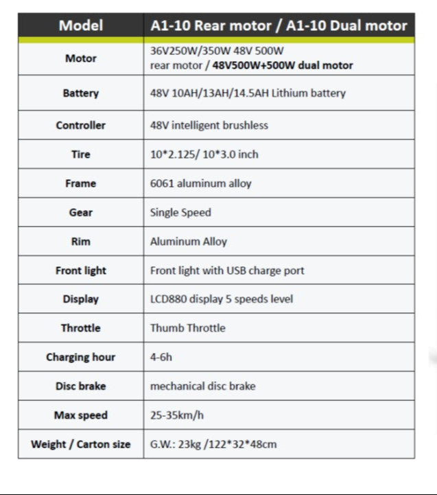 A1-10 Ultimate Commuter Scooter – Dual 48V 500W Motors for Unmatched Power and Performance