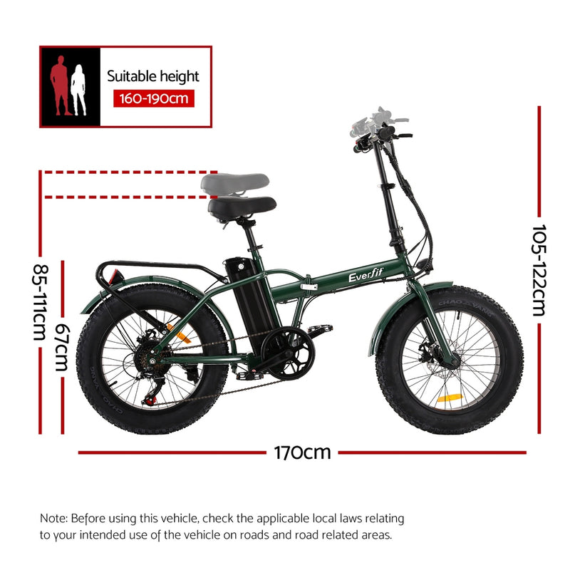 Everfit 20 Inch Folding Electric Bike Urban City Bicycle eBike Rechargeable - Fedeli Ebikes