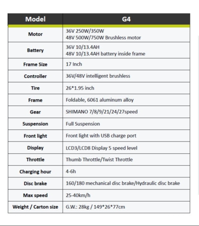 Unleash Freedom on the Go with the Model G4 26-inch Folding Electric Bike – Compact, Powerful, and Stylish