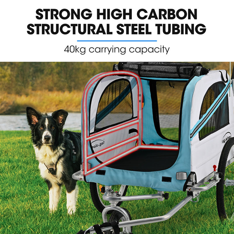 TAG-ALONG Pet & Cargo Jogger Bike Trailer, Pull Behind Bicycle Trailer Carrier Stroller, Blue - Fedeli Ebikes
