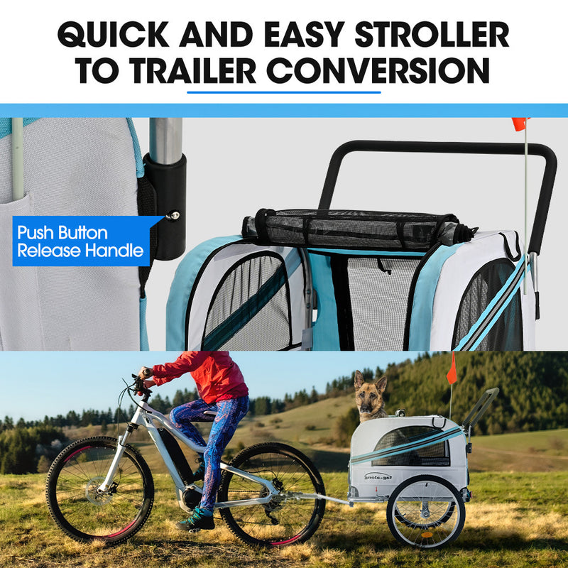 TAG-ALONG Pet & Cargo Jogger Bike Trailer, Pull Behind Bicycle Trailer Carrier Stroller, Blue - Fedeli Ebikes