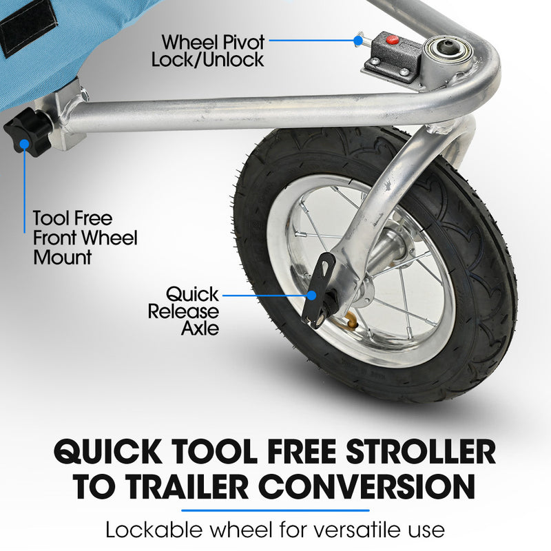 TAG-ALONG Pet & Cargo Jogger Bike Trailer, Pull Behind Bicycle Trailer Carrier Stroller, Blue - Fedeli Ebikes