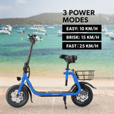 VALK Electric Scooter with Seat, Disc brakes, 12" Tyres, Motorised eScooter for Adults Teens Commuter, Blue