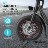 VALK Electric Scooter with Seat, Disc brakes, 12" Tyres, Motorised eScooter for Adults Teens Commuter