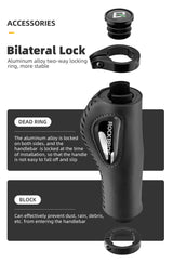 Deluxe Hand Grips Shock Absorbing Rockbros MTB Mountain Bike Tourer Double Lock BLACK Handlebar Grips Anti-skid 2.22cm - Fedeli Ebikes