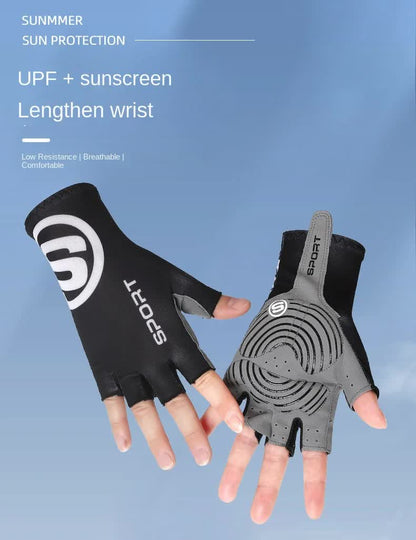 Size L Red Breathable Half-Finger Cycling Gloves - Anti-Slip, Shockproof, and Durable for Men & Women