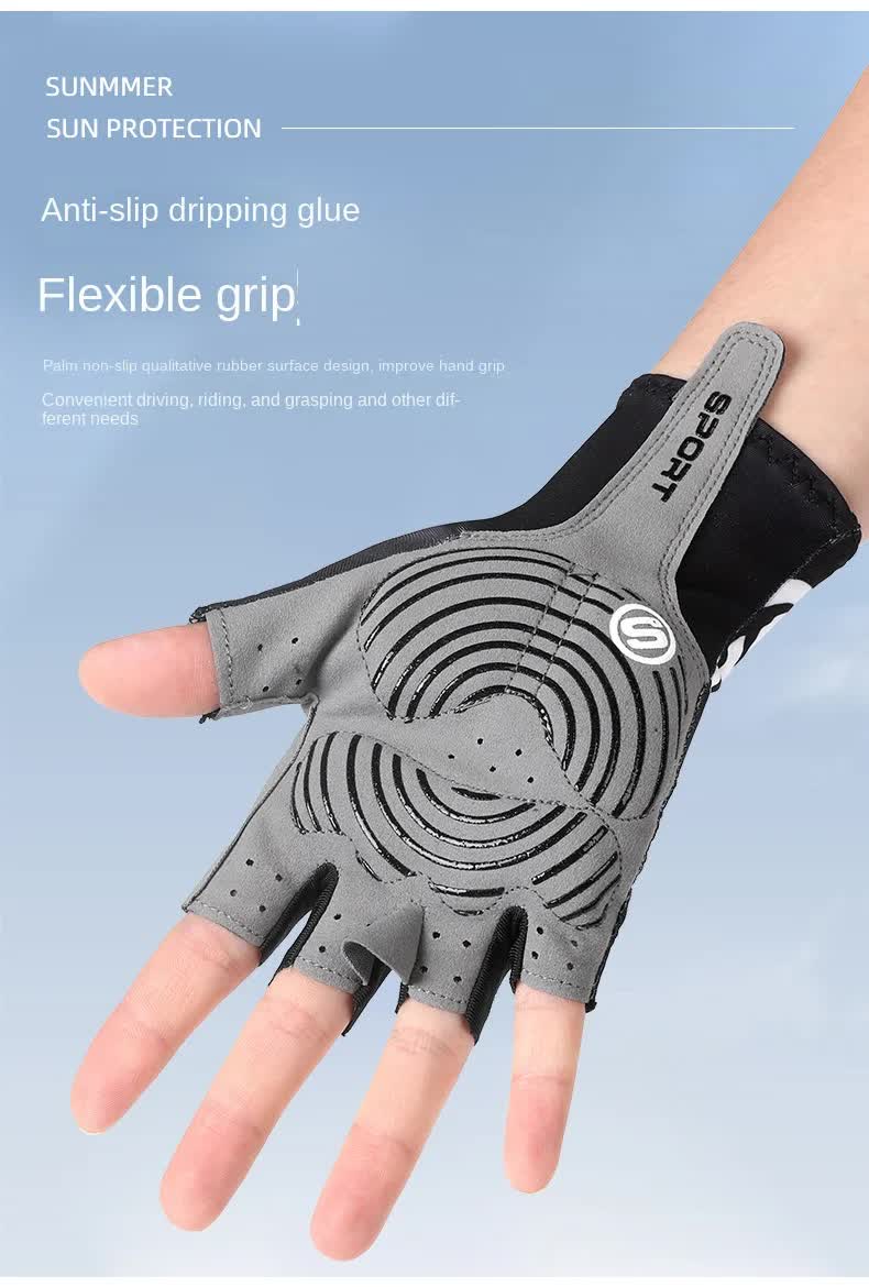 Size L Red Breathable Half-Finger Cycling Gloves - Anti-Slip, Shockproof, and Durable for Men & Women