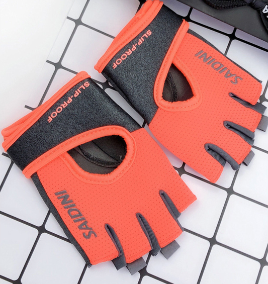 M Orange 2-PCS Women's Half-Finger Fitness Gloves - Anti-Slip Breathable Gloves for Yoga, Spin Bike, and Weight Training