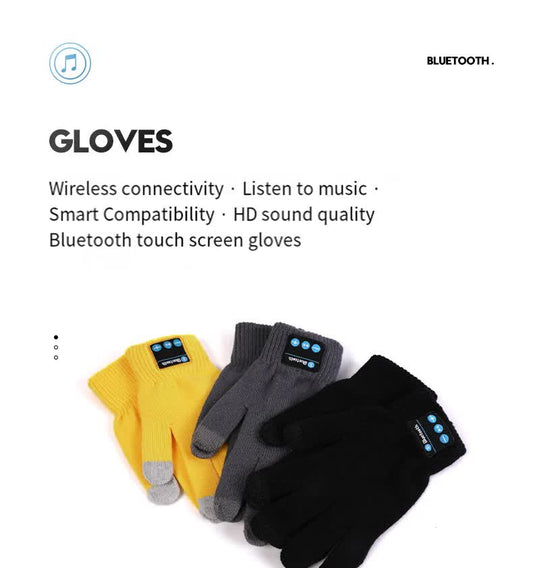 Yellow Bluetooth Touchscreen Winter Gloves - Warm, Thickened, and Hands-Free for Calls and Music, Perfect for Cycling
