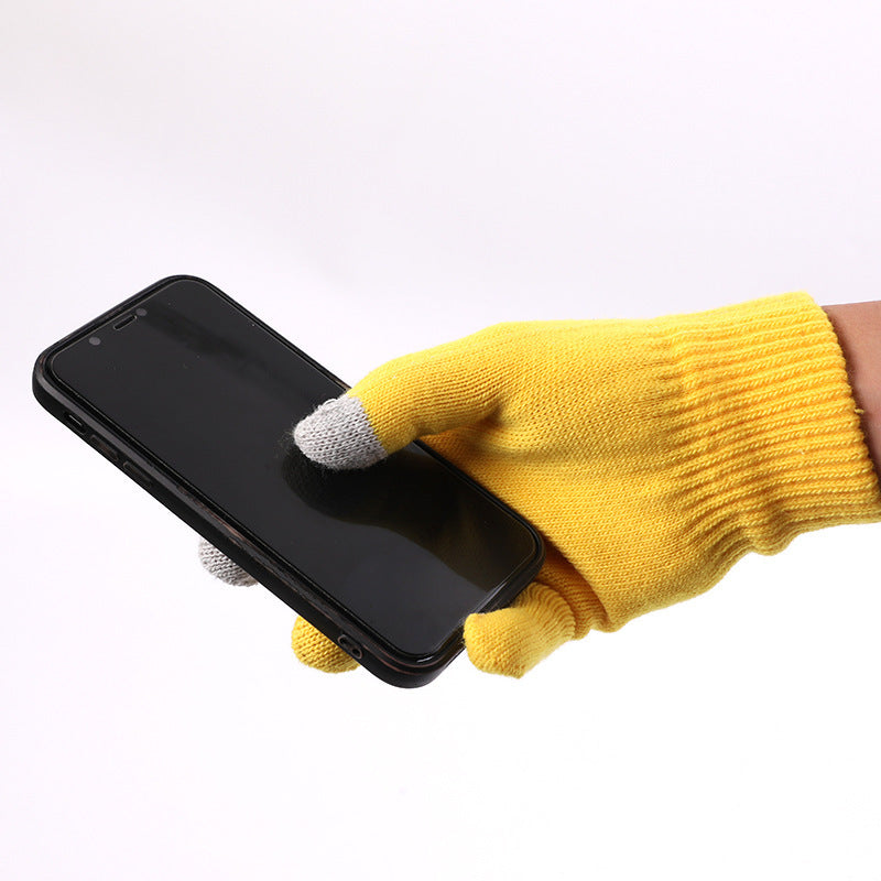 Yellow Bluetooth Touchscreen Winter Gloves - Warm, Thickened, and Hands-Free for Calls and Music, Perfect for Cycling