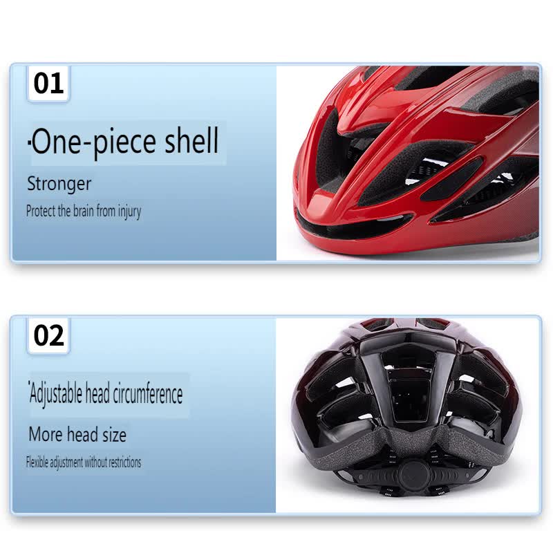 Red And Black Gradient Lightweight Adult Bicycle Helmet - Adjustable Fit Road & Mountain Bike Safety Headgear (57-62cm)