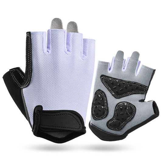 XL Purple Women's Summer Cycling Gloves - Breathable Half-Finger Non-Slip Fitness Training Gloves for Weightlifting