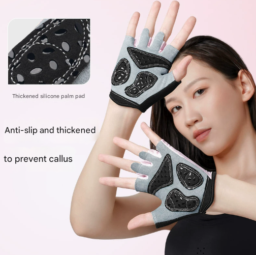 XL Purple Women's Summer Cycling Gloves - Breathable Half-Finger Non-Slip Fitness Training Gloves for Weightlifting